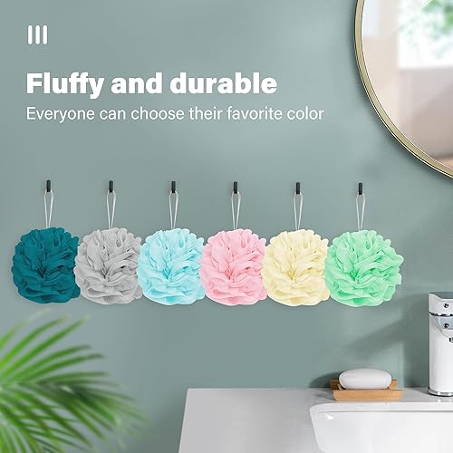 Miniatura 5 de Paquete de 6 esponjas de baño de esponja de ducha de 2.12 oz, esponja de esponja de ducha, esponja de malla, esponja exfoliante corporal, accesorios