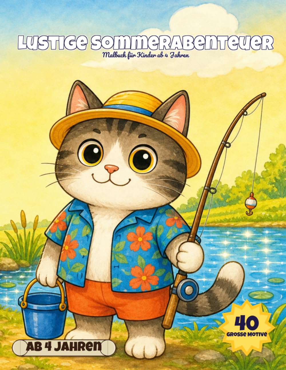 Lustige Katzen - Sommerabenteuer: Malbuch für Kinder ab 4 Jahren