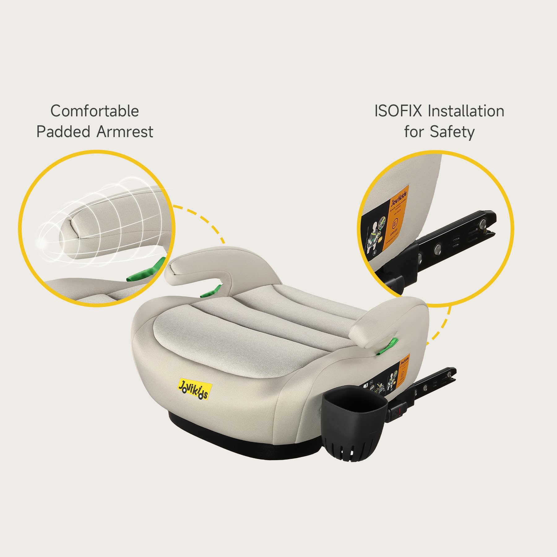 Jovikids ISOFIX Car Booster Seat, i-Size R129, 125-150 cm (6–12 Years), Seat Belt Guide, Lightweight, Removable/Machine-Washable Cover — view 7