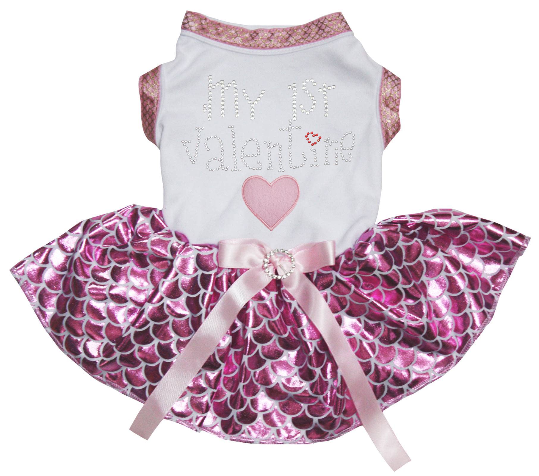 Robe pour chien My Valentine Blanc rose L vêtement de cérémonie pour caniche et bouledogue