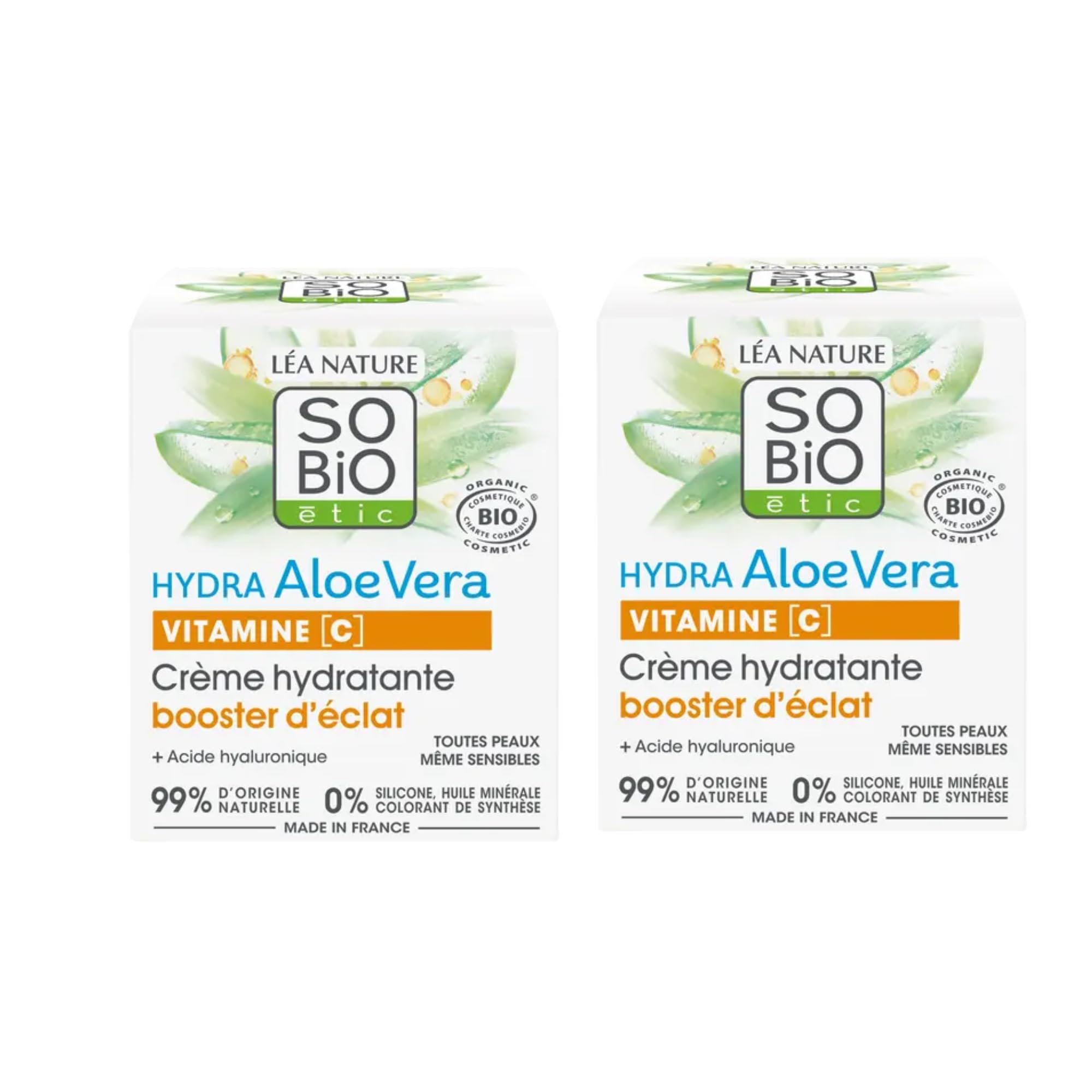 So Bio Etic | Crema Idratante Booster di Brillante - Hydra Aloe Vera | Idrata & Ravviva la lucentezza | Acido Ialuronico & Vitamina C | Tutti i tipi di pelle, anche sensibili, 99% di origine naturale