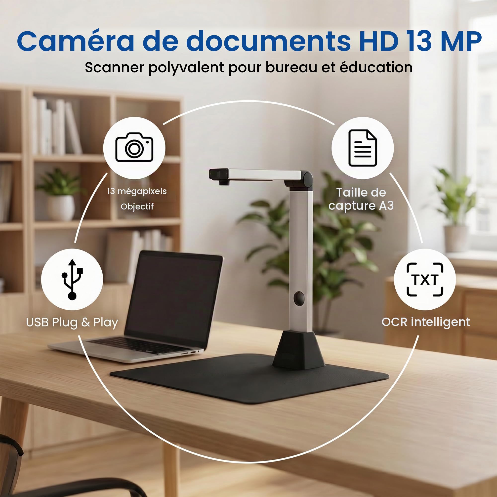 13MP Scanner de Documents Intelligent: