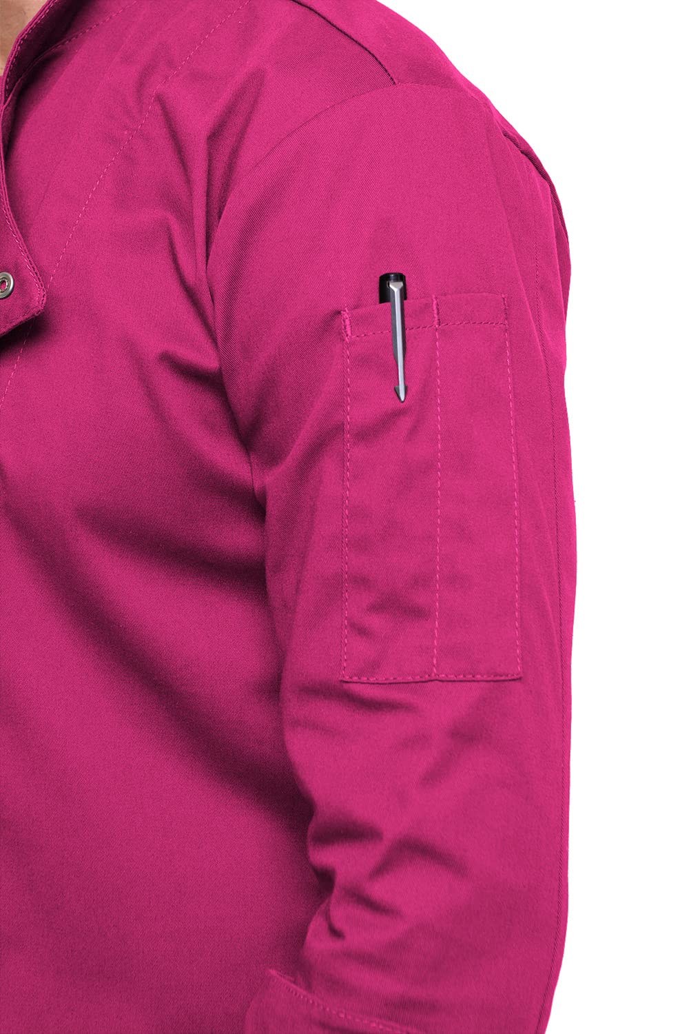 strongAnt Kochjacke Herren Slim Fit Stretch BW mit Druckknöpfen, Bäckerjacke - Langarm - Pink XXXXL