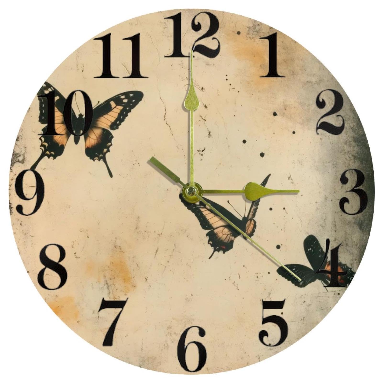 Horloge murale ronde papillons pour une cuisine ou un bureau apaisant