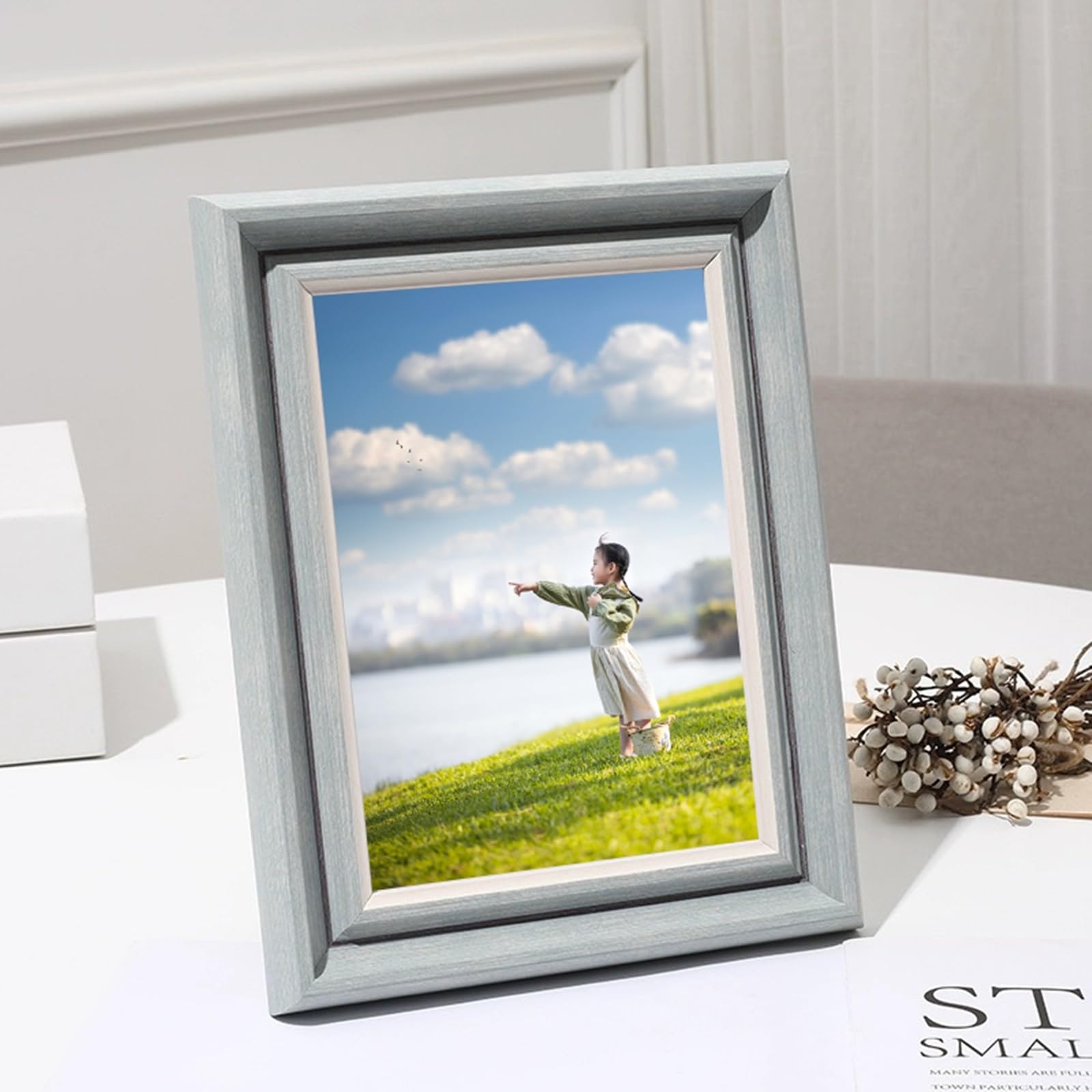 Fun Memories Cornice Rustica 40,6x40,6 Cm | MDF E Plexiglass HD | Da Tavolo O Parete | Colore Grigio-bluastro