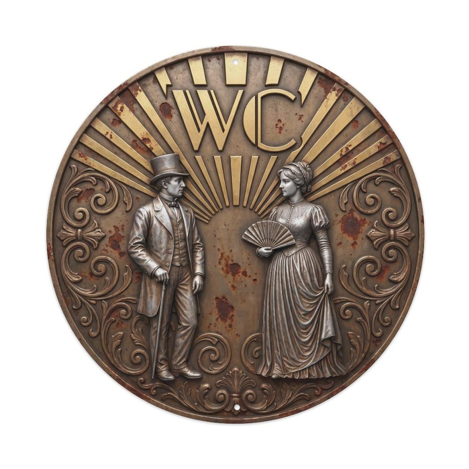 Odgynaw 8X8inch(20X20cm) Victorian Wc Gentleman Cane Metal Tin Sign