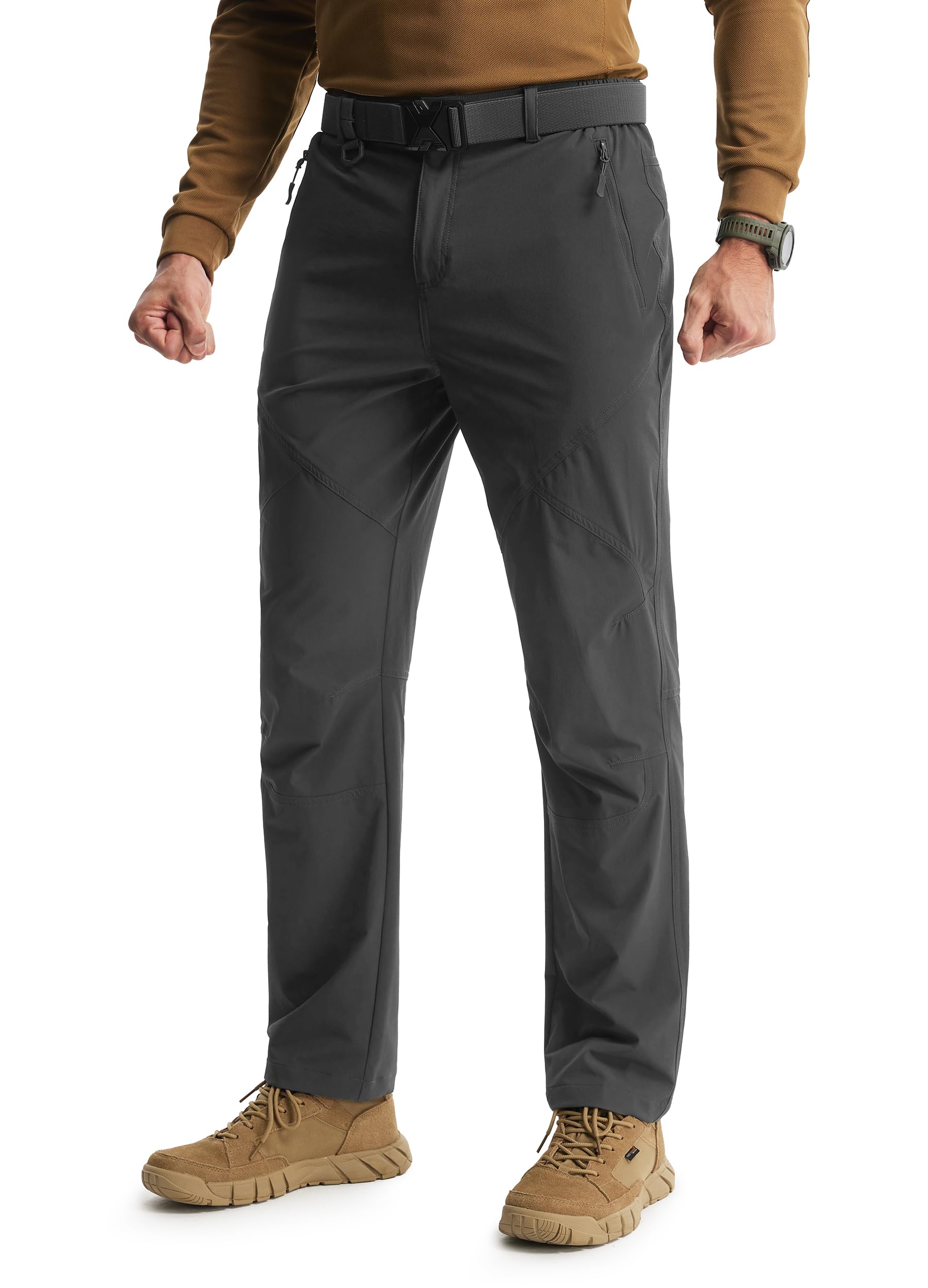 Libin Mens Hiking Travel Pants Lightweight Stretchy Cargo Pant Quick Dry Water Resistant Nylon Tactical Pants with 4