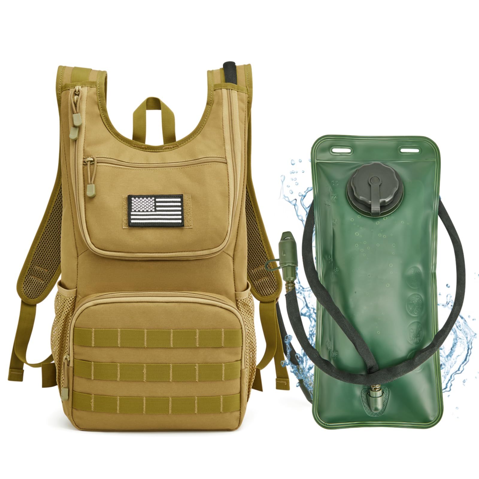 G4Free Sac à dos tactique militaire de 45 l pour la randonnée, le camping, les voyages, noir foncé, 13.5*21*8.7 inches, Sacs à dos