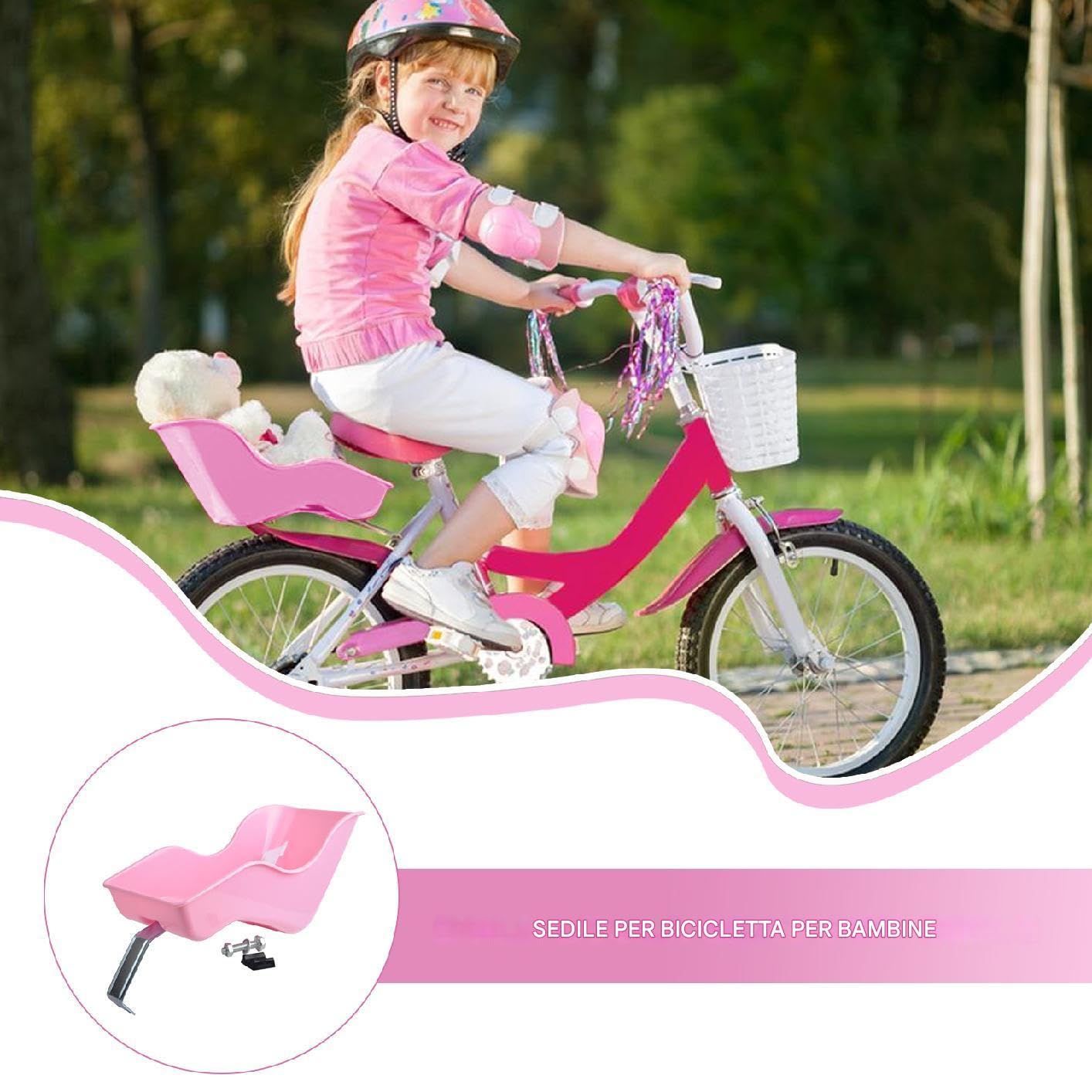 Sedile In Bicicletta Per Bambole Per Bambini - Sedile In Bicicletta, Vettore Di Sedili Ciclistici Per Bambola | Cambiatore Di Sedili Ciclistica Bambola Rosa Bambola La Maggior Parte Del Cicl