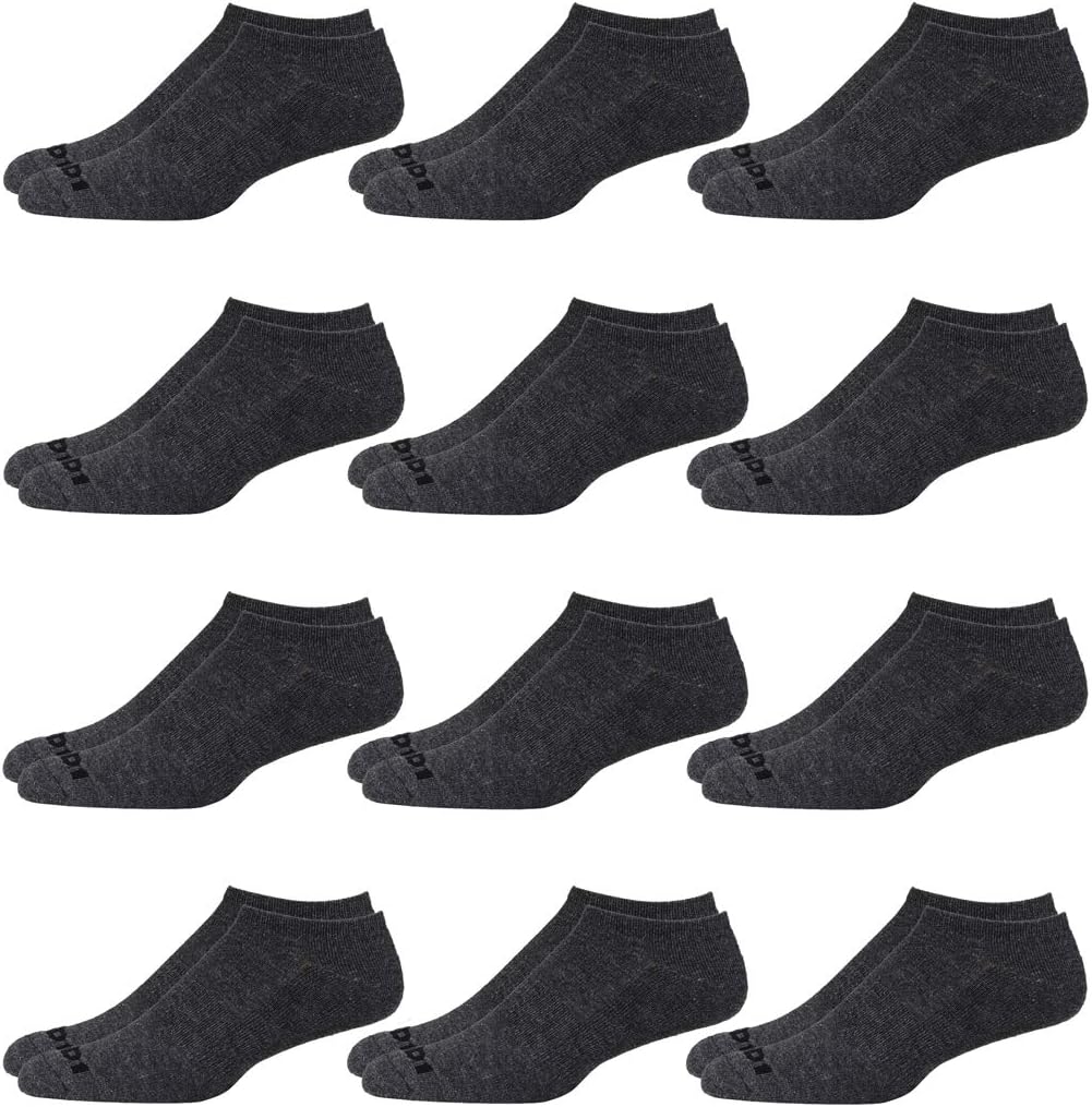 AND1 Men's Athletic Arch Compression Cushion Comfort No Show Socks (12 Pack), Size Shoe Size 6-12.5, Solid Gray