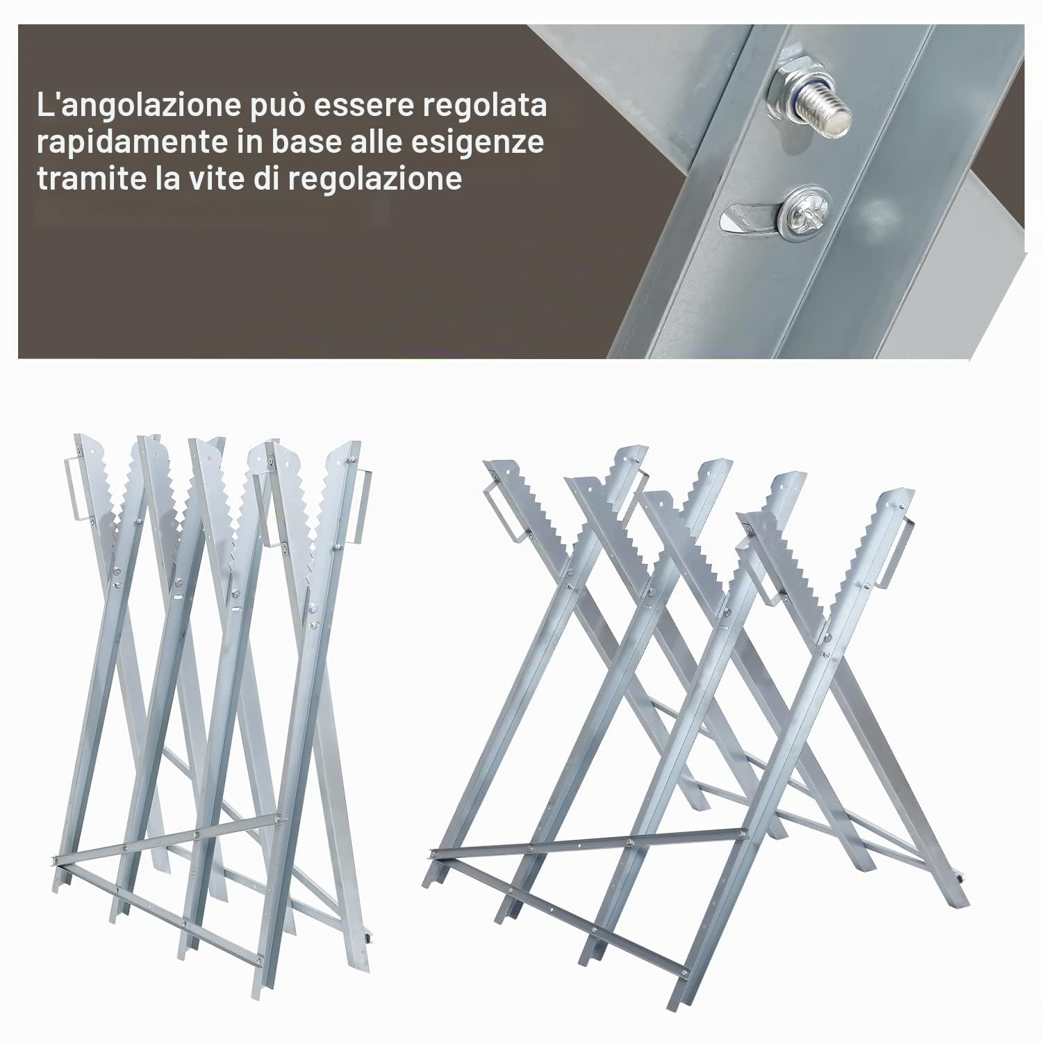 Cavalletto per segatura pieghevole, supporto per segatura, 81 x 80 x 80 cm, supporto per sega per segatura del legno con capacità di 150 kg, cavalletto per motosega per lavori di segatura del