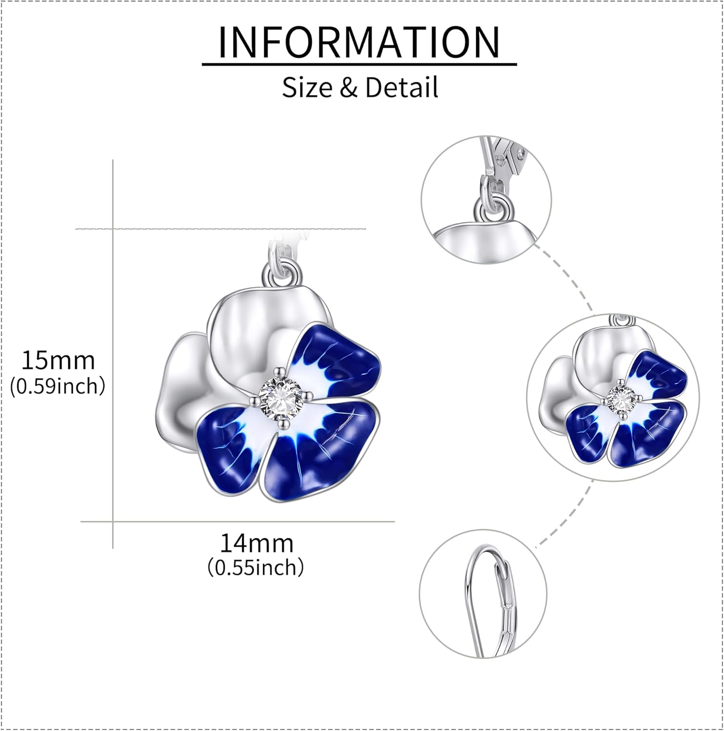 MONGAS Forget Me Not Jewelry Sterling Silver Forget Me Not Earrings Leverback Dangel Drop Flower Gifts for Women