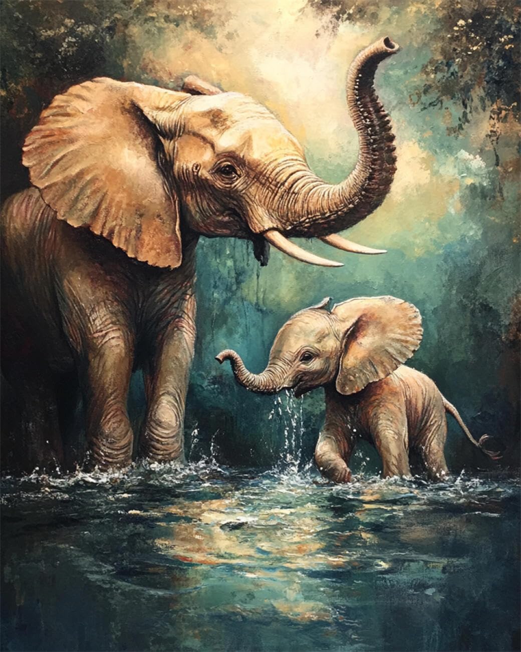RKFLGEW DIY Embroidery Set Fantasy Elephant 50x70cm