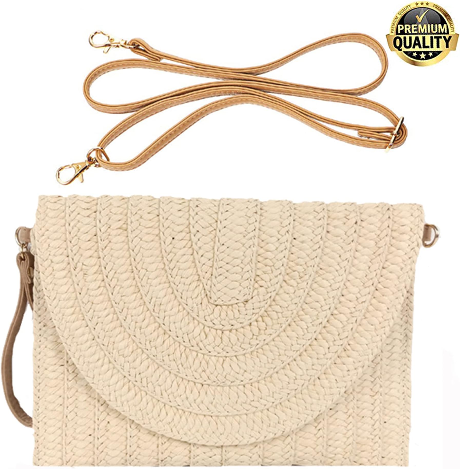XMLMRYStraw Bag Straw Shoulder Bag Straw Clutch Beach Bag Crossbody Bag Casual Beach Straw Bag for Women Purse Wallet