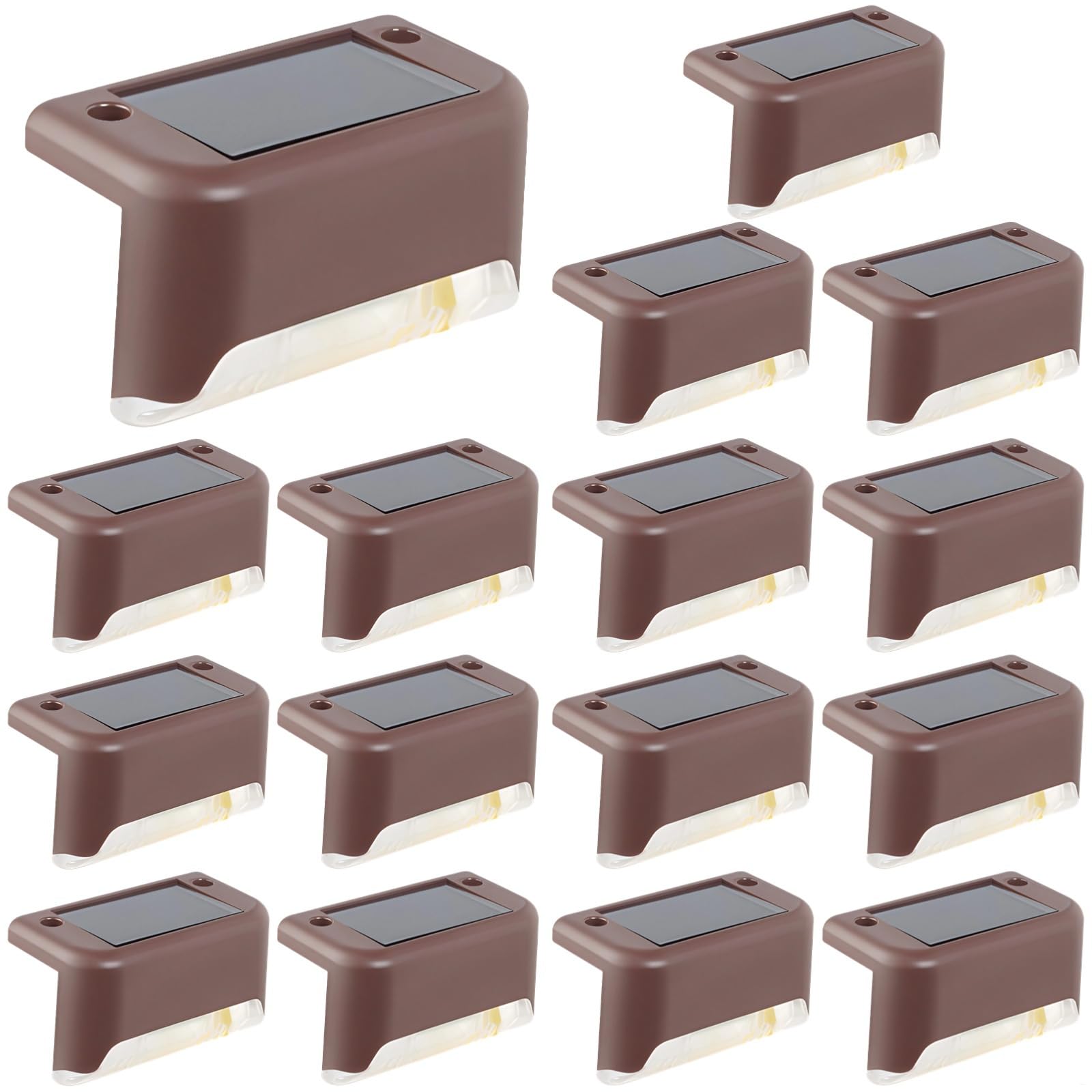 PONDON Oświetlenie pokładowe LED, amorficzne silikonowe panele słoneczne, 3,1 x 1,8 x 1, jasne białe światło, materiał PP/PC, 16 szt. solarne lampy ogrodzeniowe, wodoodporne na zewnątrz, do balustrad