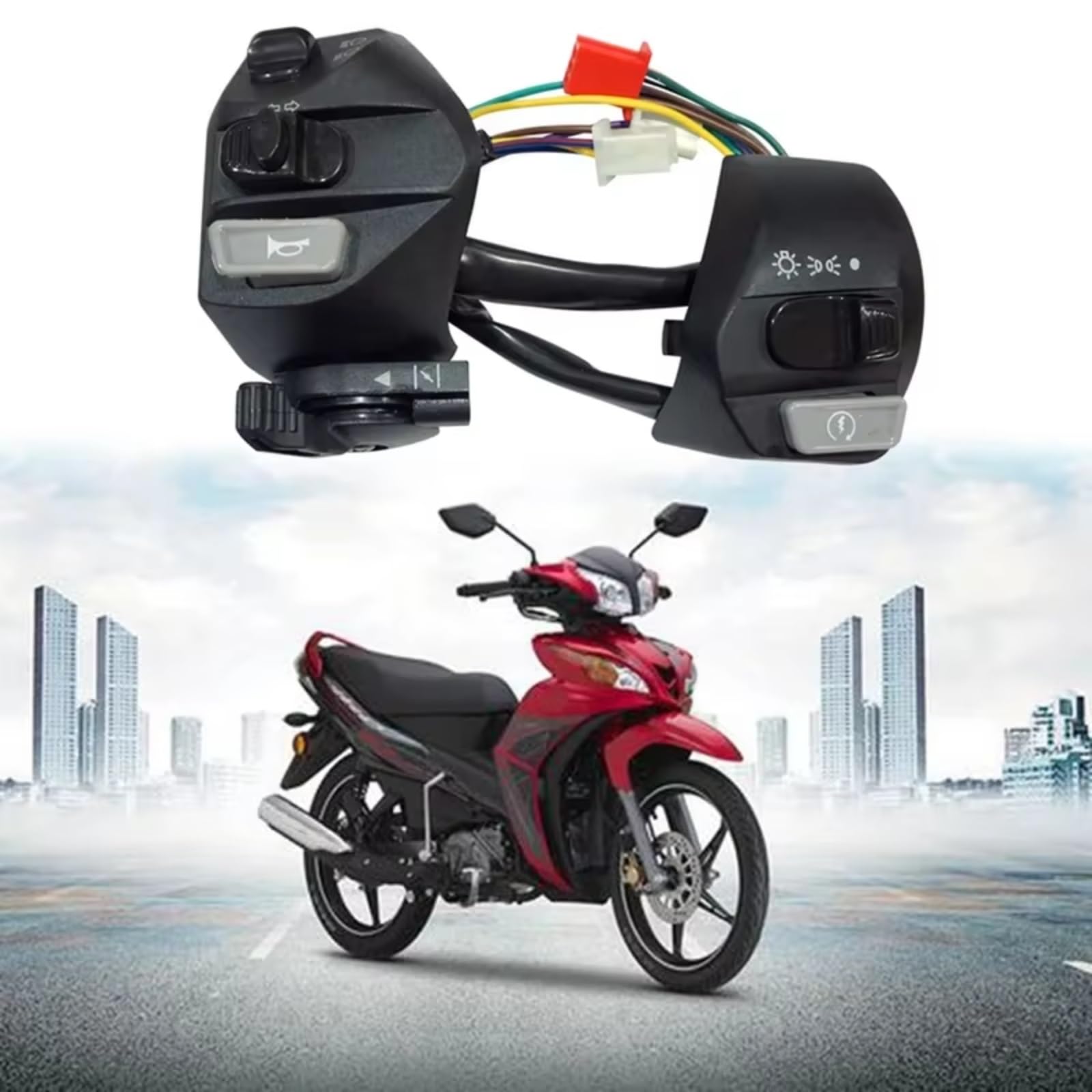 Interruptor señal moto Interruptor Manillar De Motocicleta Compatible Con Yamaha MIO LC135 Botón De Encendido/apagado Controles De Manillar, Interruptor De Arranque De Bocina