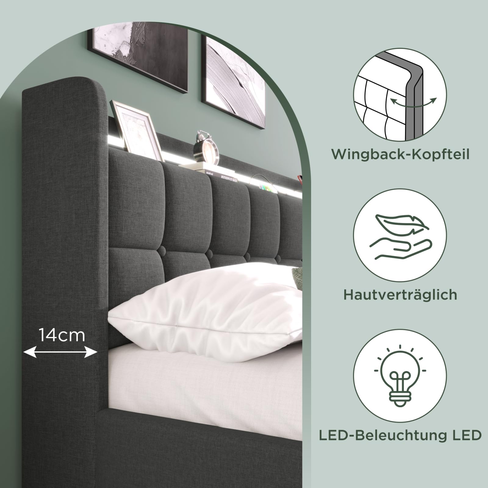 Letto Matrimoniale Imbottito Con Ricarica USB E Cassetto | Struttura Letto In Velluto Teddy Con Testiera Regolabile | Letto Con Contenitore E Doghe In Legno (Beige, 160x200 Cm)