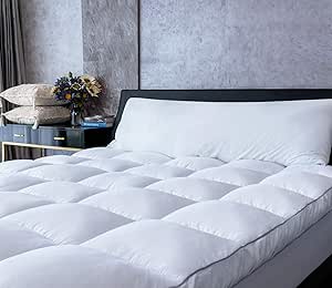 Mattress Topper Twin, Cooling Plush Pillow Top Mattress Pad Feather Bed Topper, Hotel Quality Down Alternative Pillow Topper Extra Thick Mattress Toppers (Twin 39" x 74")