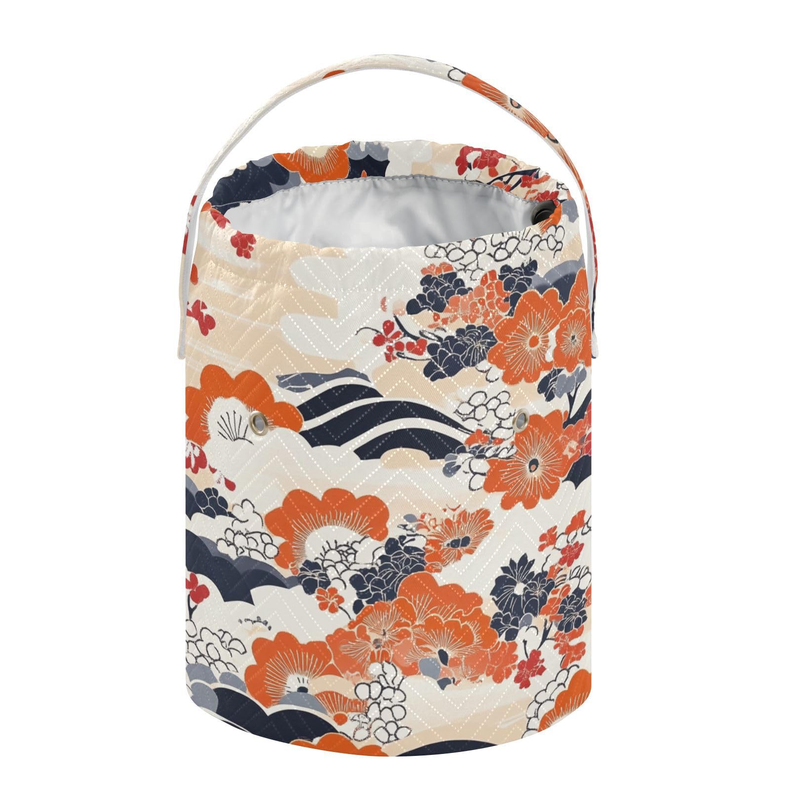 Japanese Style Flower Trees Mountain Crochet Bag Craft Bag Organizer Portable Travel Bag for Crochet Holder Travel Knitting