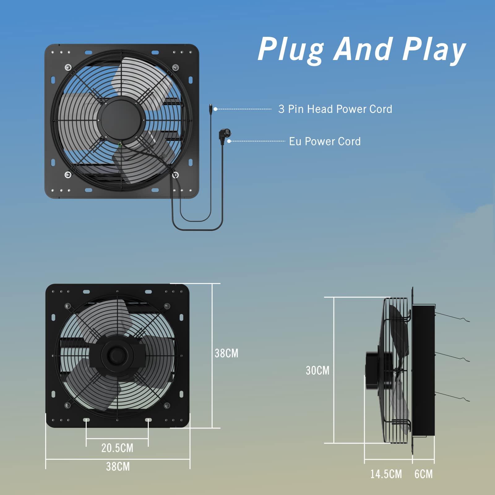 300mm Extractor de Aire con Controlador PWM, con Trifásico EC Motor, calefacción, refrigeración, tiendas de crecimiento, hidroponía, Home Ventilación y extractor de baño