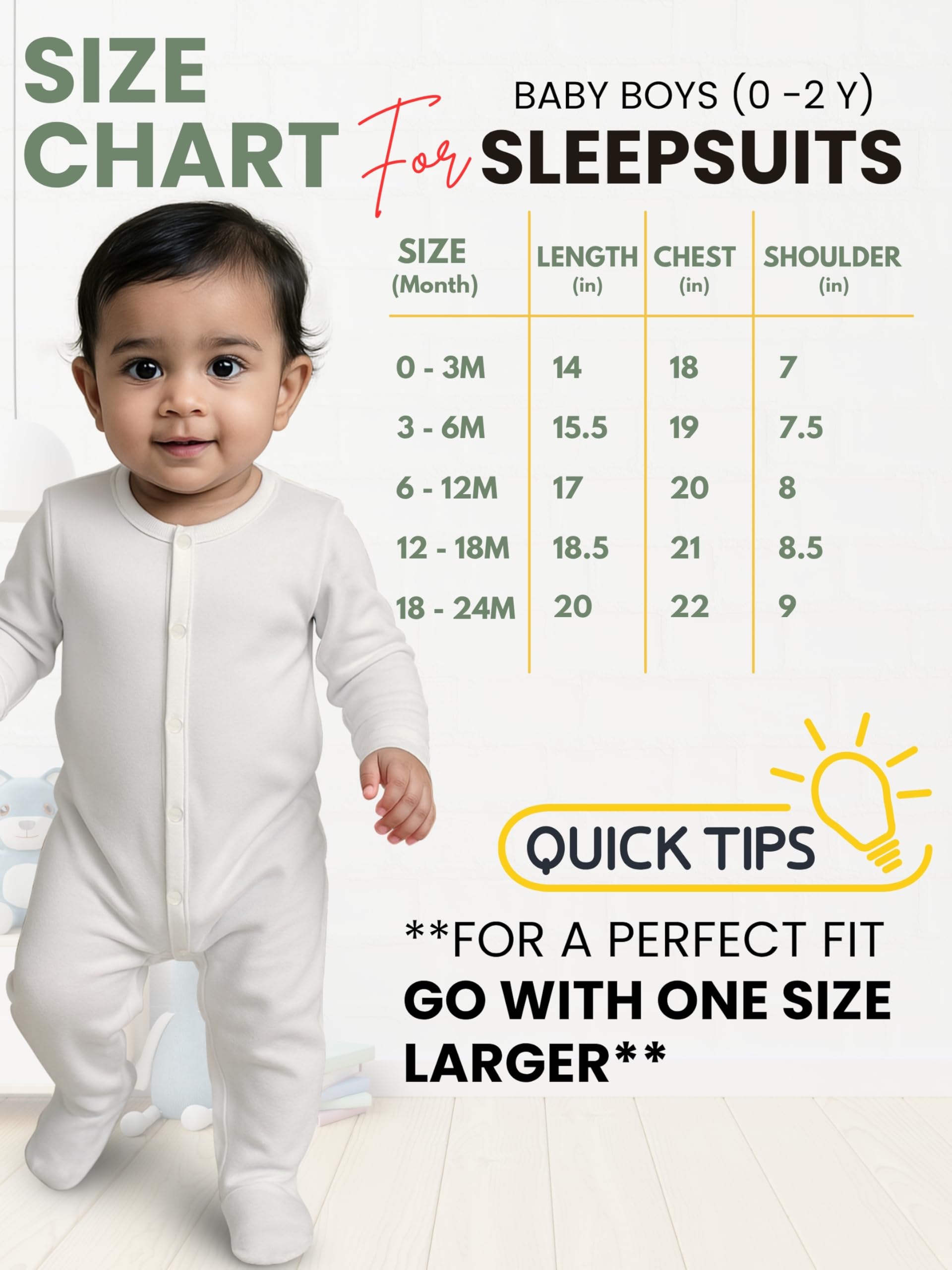 Nuego Pure Cotton Sleepsuits for New Born Baby Boys, Full Sleeve Soft Onesies for Newborn Baby Dress Cotton Cute Solid Multicolor Bodysuit, Footed Rompers Set 3-6 Months - Set of 3 - Image 5 thumbnail