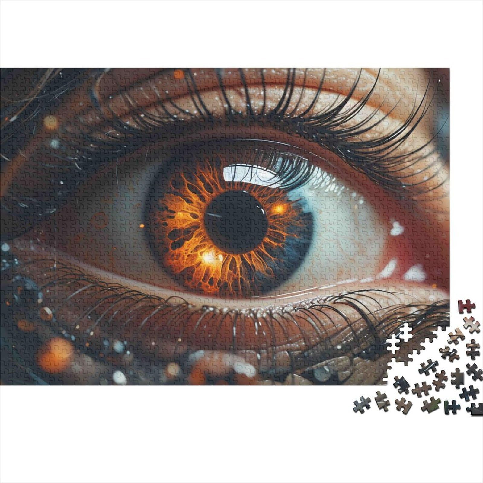 Human Eye Close Up Jigsaw Puzzle for Adults 1000 Piece Jigsaw Puzzle Artistic Detail Paper Puzzle Family Relaxation Home Decor Gift 52x38cm/1000pcs 52x38cm/1000pcs
