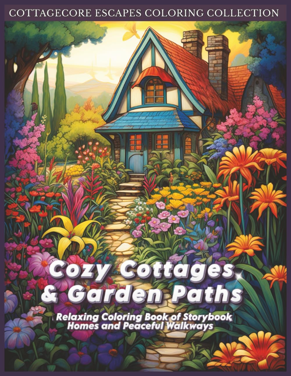 Cozy Cottages & Garden Paths: Relaxing Coloring Book of Storybook Homes and Peaceful Walkways (Cottagecore Escapes Coloring Collection)