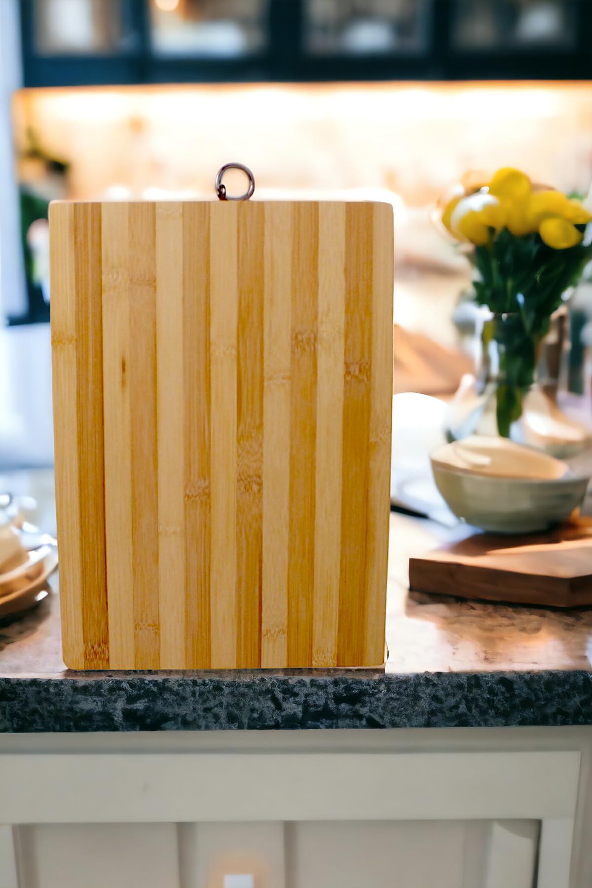 Deconox Bambu Kesme Tahtası Antibakteriel Yıkanabilir Doğrama Tahtası Dikdörtgen 24 * 34CM Büyük Boy