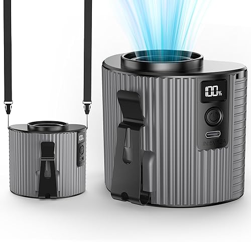 Miniatura 1 de PANERGY Ventilador de cintura portátil, ventilador personal con clip con batería recargable, 5 velocidades, 11000 RPM, refrigeración 20H, ventilador