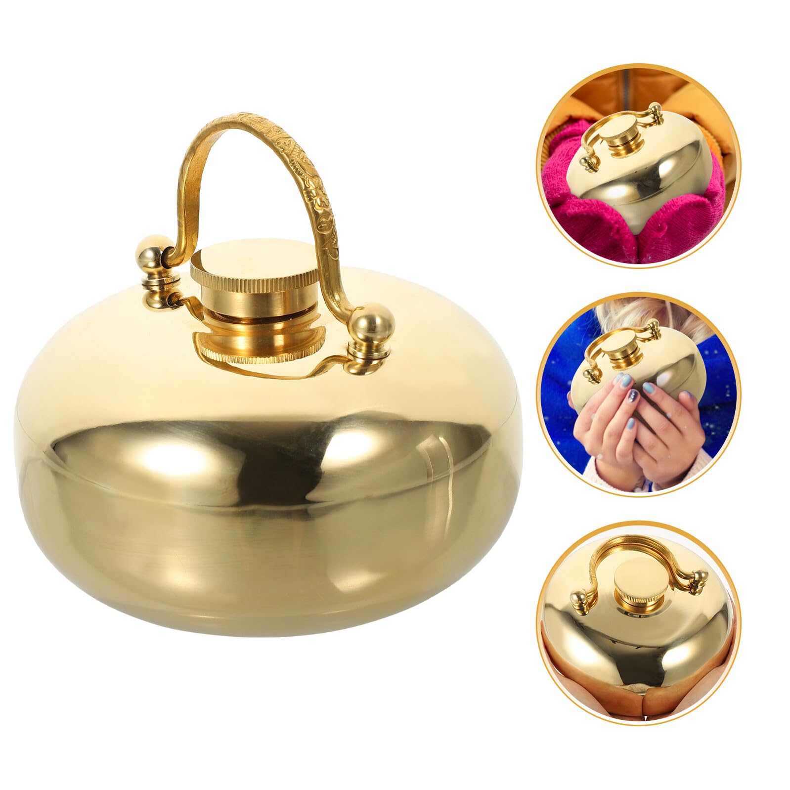 Gatuida Hervidor de Cobre para Calentar Manos Bolso de Agua Caliente Pequeño Reutilizable Bolsa Térmica para Oficina Calentador de Invierno Color Aleatorio