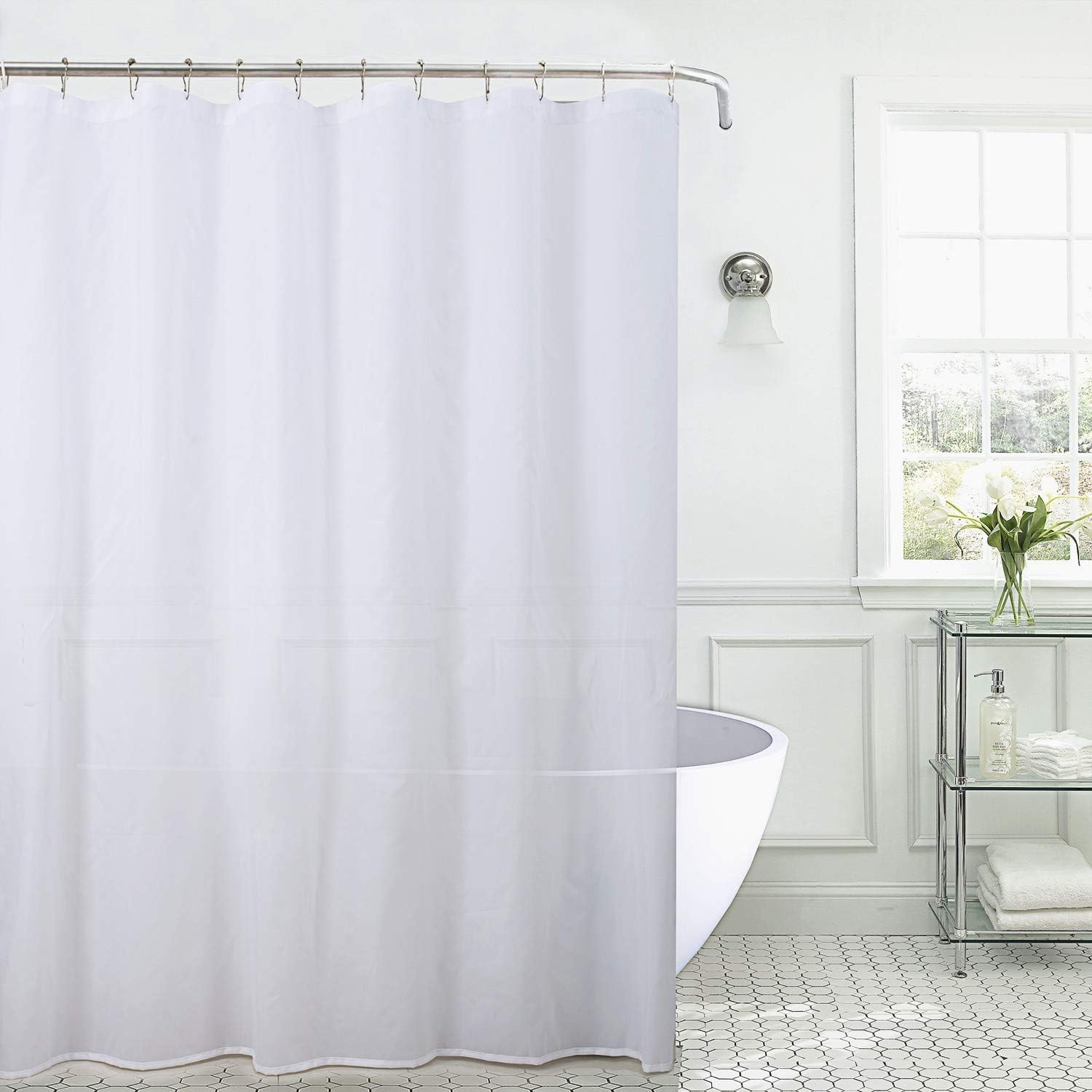 Waterproof Fabric Shower Curtain or Liner Machine Washable & Breathable White72x78inch (Standard Size) 1 Panel