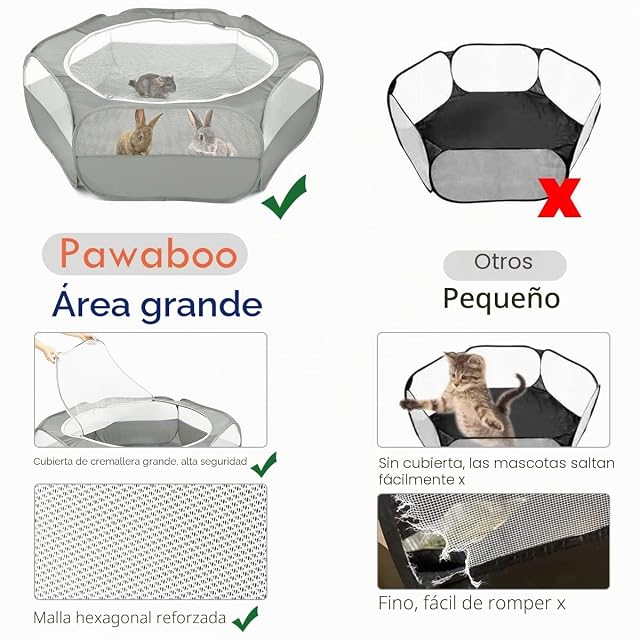 Foto 3 de 8 de Pawaboo Parque animales pequeños cremallera, gris claro