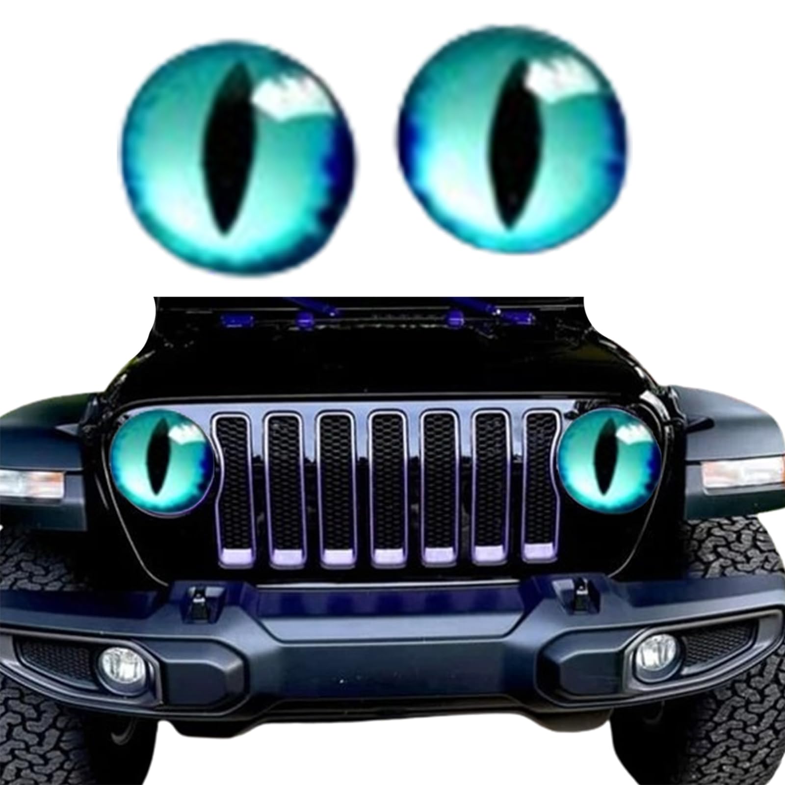 Beast Eyes Headlight Decals Pair,Funny DIY Decals for Truck Car Body Window Bumper Decoration Headlight Decal 3D Stereo Eyes Stickers Decal Round Headlight Decal(2Pcs 8In) (P)