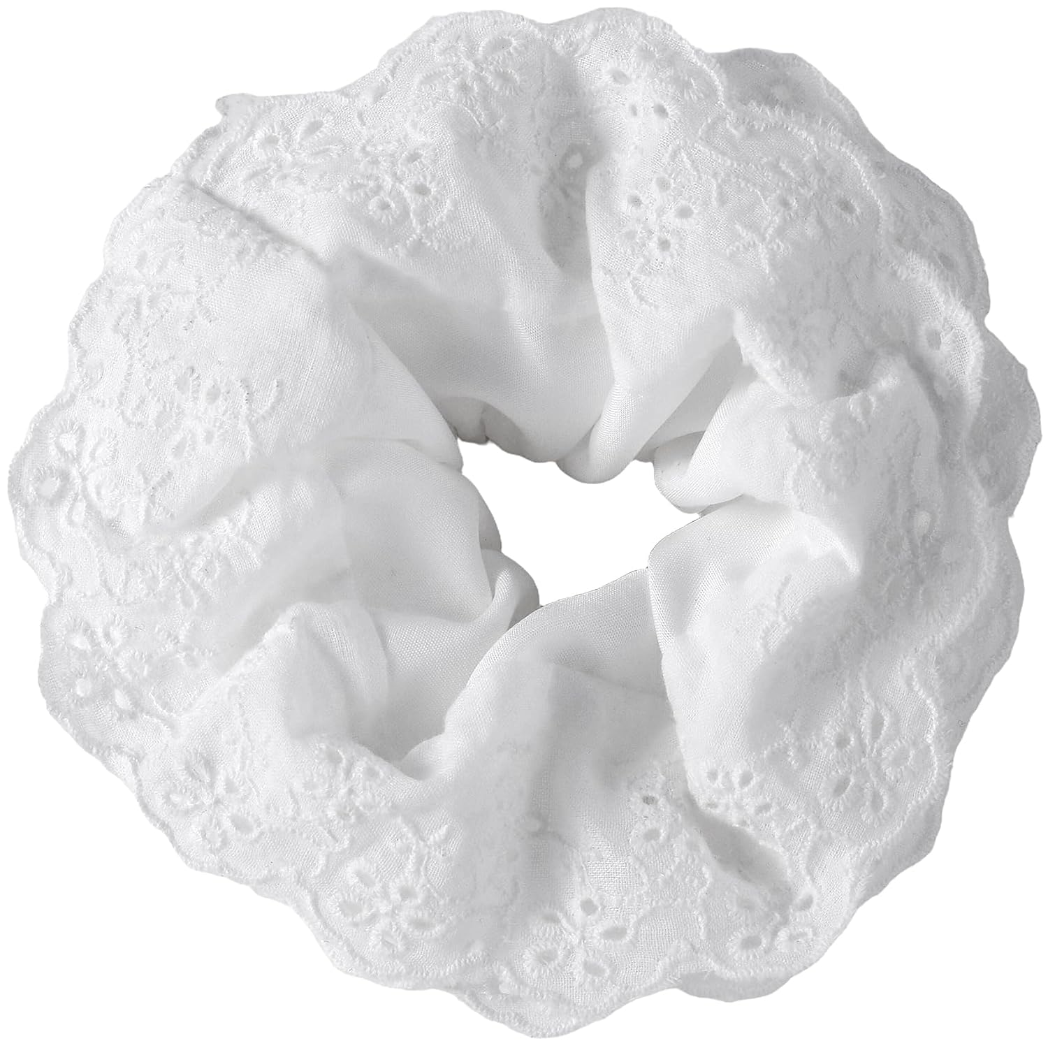 OIIKI White Lace Scrunchies for Thick & Curly Hair