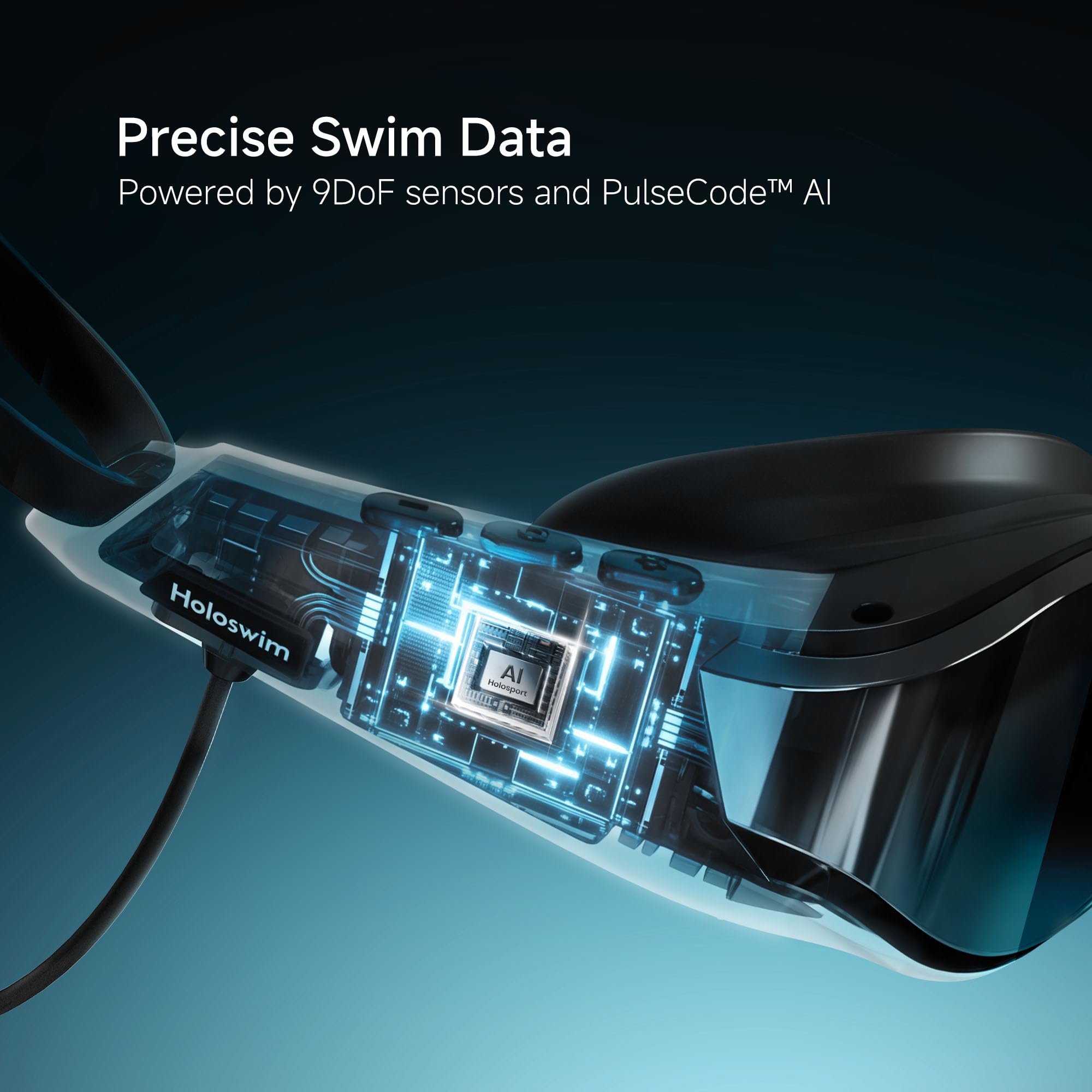 SollaWave AI Music Smart Schwimmbrille mit integrierten Schwimm-Kopfhörern, Echtzeit-Sprachfeedback + MP3-Player, 9-Achsen-Bewegungssensorik, IP68 wasserdichte Kopfhörer zum Schwimmen App & KI-Analyse