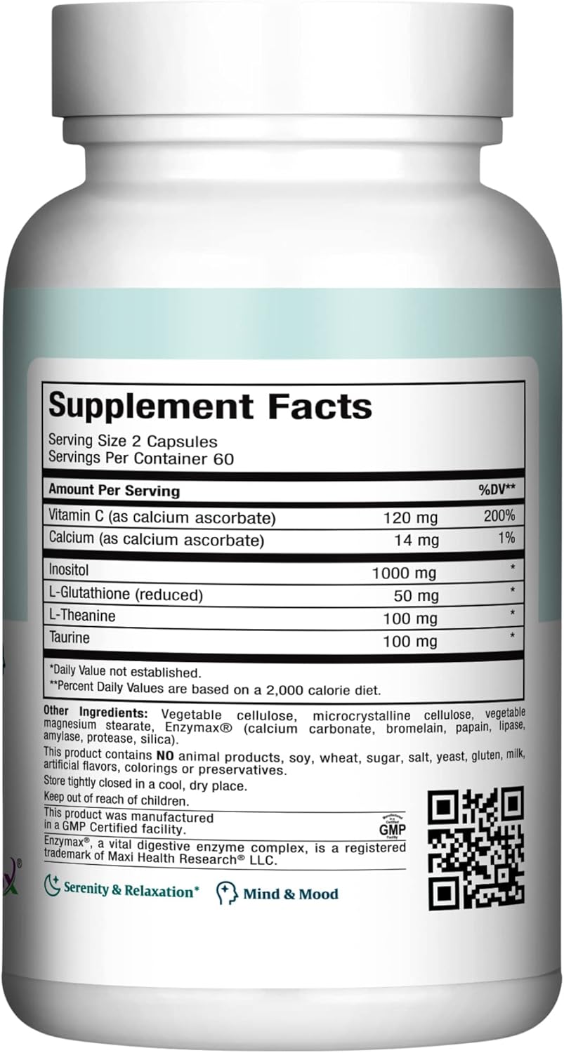 Maxi Health - Relax to The Max Stress Relief Formula (120 Count) Stress Relief Capsules with Vitamin C, Calcium, L-Theanine, L-Taurine & Amino Acids - All Natural Calming & Relaxation Supplements