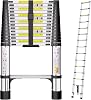 Telescopic Ladder, 4.4M Stainless Steel Loft Ladder with Non-Slip Feet and Triangle Support, Portable Ladders Extendable Thickened High-Strength, Ladders for Roof Attic Caravans