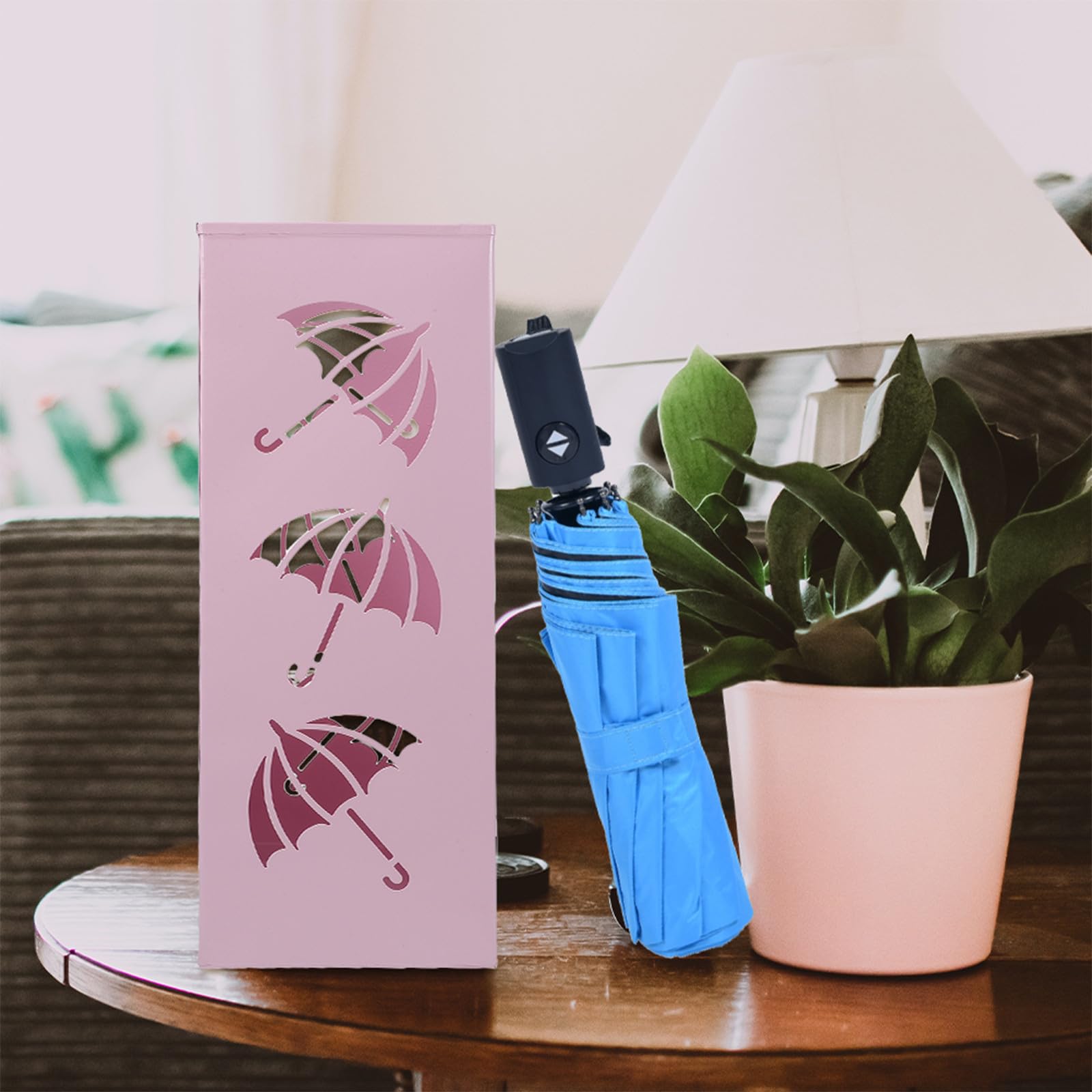 Rosa Schirmständer aus Eisen, Quadratisch, Modern für Zuhause