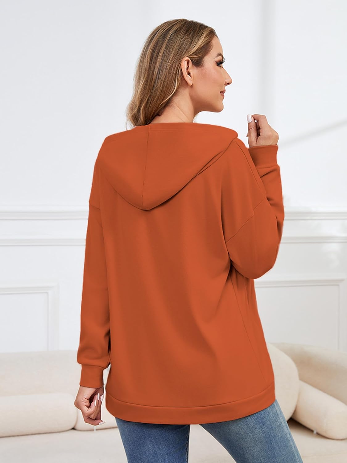 Ecavus Women's Maternity Nursing Sweatshirt Hidden Zipper 2025 Long Sleeves Oversize Breastfeeding Pullover Tops with Pockets - Image 6