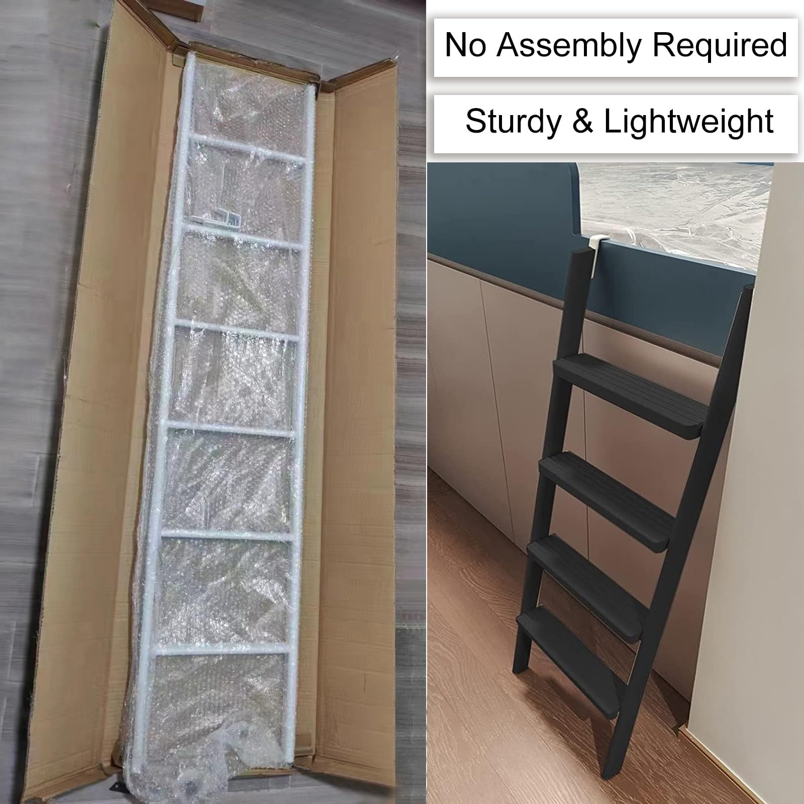 Escalera para literas con asa y peldaños Antideslizantes para dormitorios, caravanas, Camas Altas, Camas Individuales y autocaravanas: escalones Extra Profundos para Mayor Seguridad y comodi