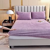Vista 9 de Sábana bajera de terciopelo tamaño individual, sábana de cama de felpa de vellón gris, funda protectora de colchón con bolsillo profundo de 15