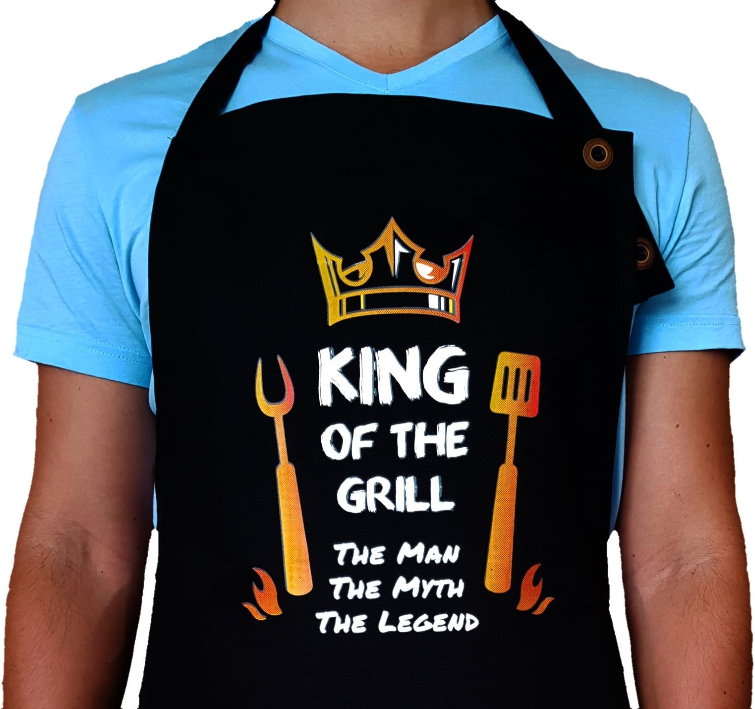 DOFER Super Colorful King of The Grill Apron- Aprons for Men Funny Aprons for Men -BBQ Apron for Your Grill Accessories - Gifts for Men - Birthday Gifts for Men Funny Gifts