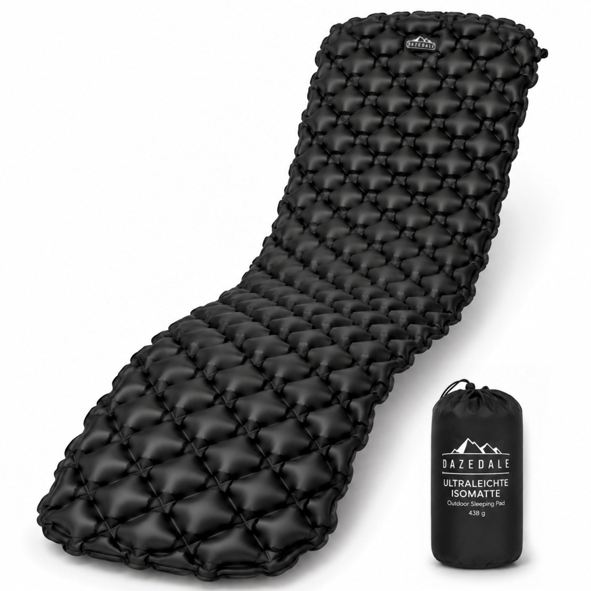 Isomatte Camping [Luftmatratze Ultraleicht mit 438g] Matratze mit Druckknöpfen zum verbinden, Schlafmatte für Outdoor campen | Ultraleichte, geräuscharme Iso-Matte, kleines Packmaß