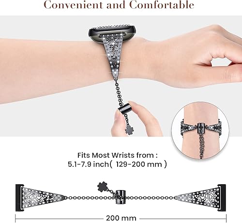 Miniatura 5 de Goton Compatible con Fitbit Versa 3 Band, pulsera de repuesto de diamantes brillantes para mujer y funda protectora de parachoques compatible con