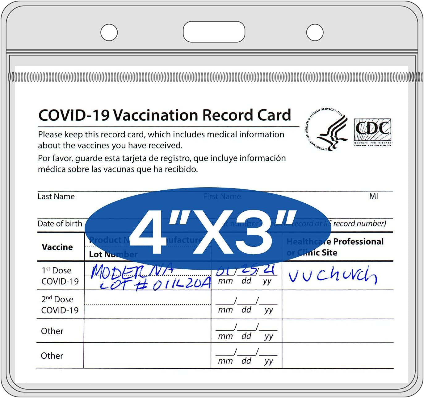 Ecqizer CDC Vaccination Card Protector, 4 X 3" Immunization Record Vaccine Card Holder, Plastic Clear ID Card Holder Name Tags Badge Holders with Waterproof Type Resealable Zip (3 Pack)