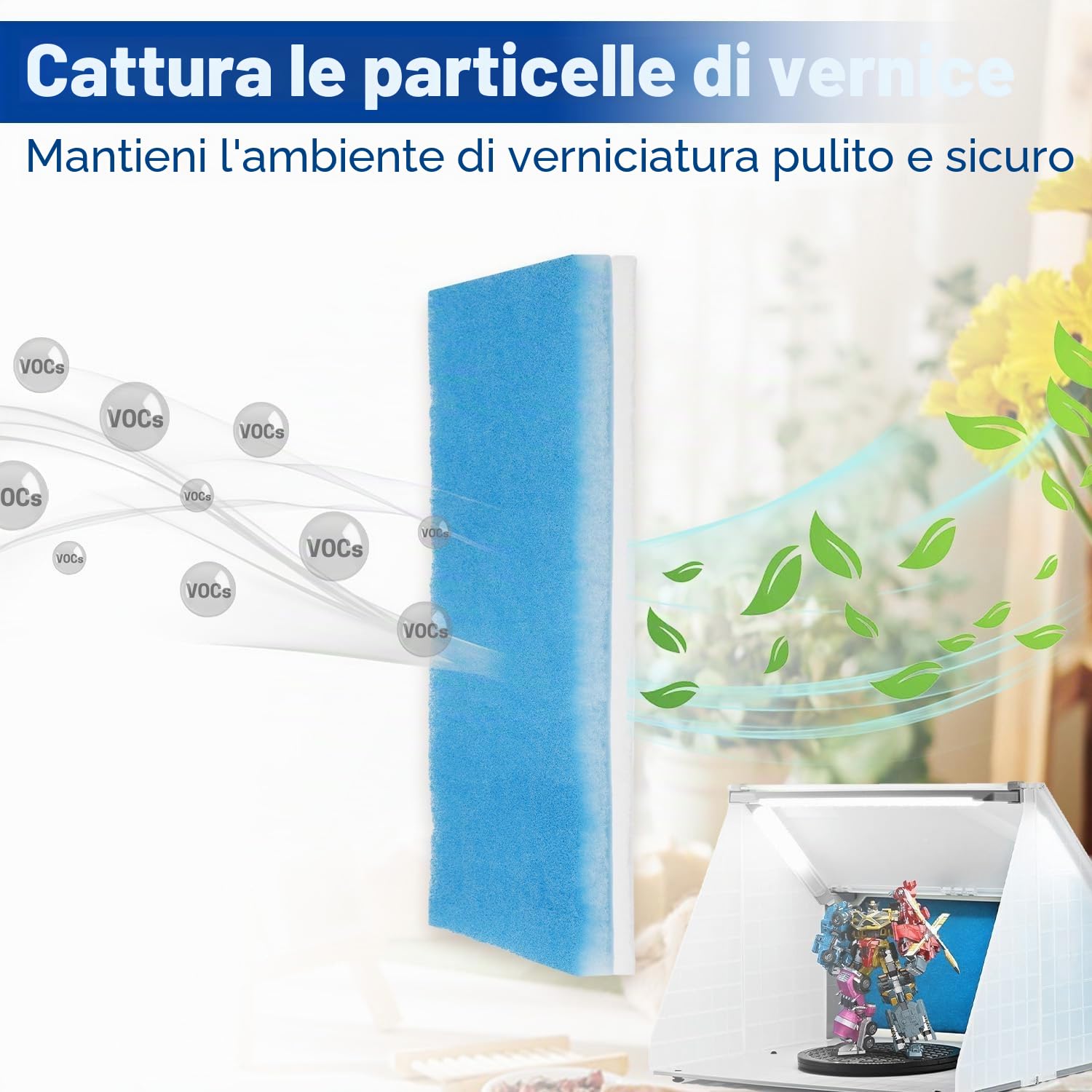 4 tappetini filtranti, filtro per aerografo, doppio strato, filtro ad aria, filtro aerografo, accessorio portatile, filtro di ricambio adatto per cabine di spruzzo