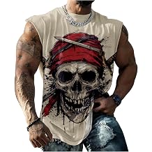 BIVENANT Mens Skull Print Tank Tops Sleeveless T Shirts Graphic Novelty Crew Neck Tank Tops Tees for Men Big and Tall