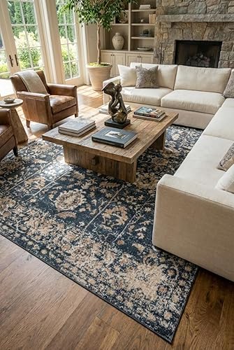 Miniatura 14 de Rugs.com Oregon Collection - Alfombra de pelo bajo color marfil de 7 x 10 pies, perfecta para salas de estar, comedores grandes, planos abiertos