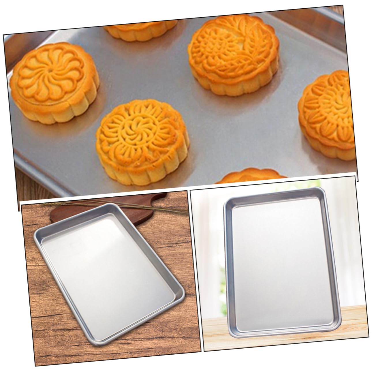 PRETYZOOM 2pièces Moule à Gâteau Rectangulaire Lot de Moules à Pâtisserie Antiadhésifs Plaque de Cuisson pour Biscuits et Toasts