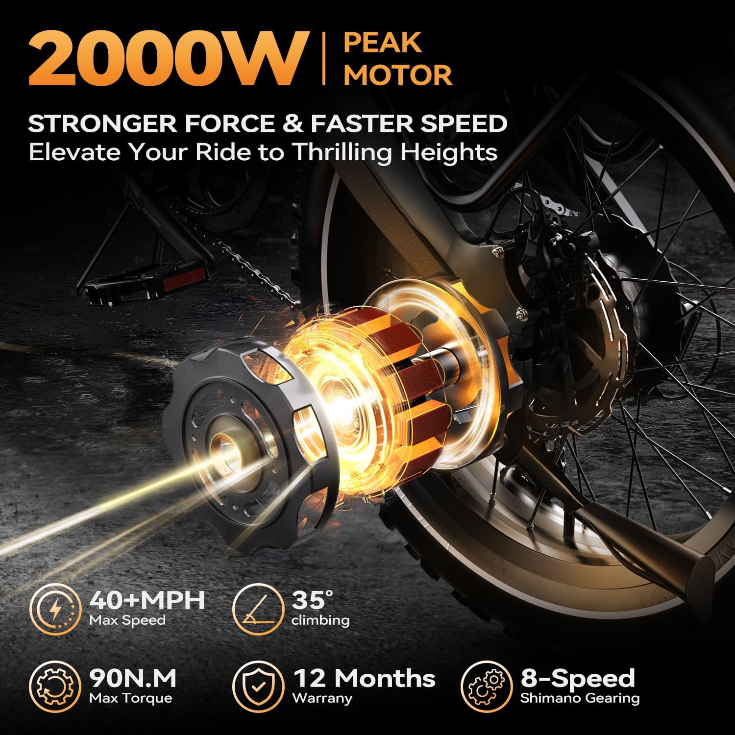 2000W/3000W Peak Motor Electric Bike for Adults, 48V/52V 25AH/30AH Battery Full Suspension Foldable Ebike, 20"x4.0" Fat Tires 35MPH Dirt Bike, 100/120 Miles Hydraulic Brake Magnesium Alloy Motorcycle